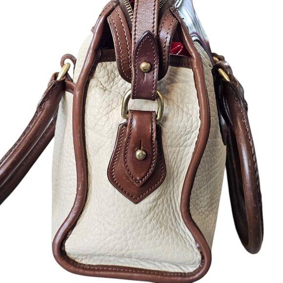 VTG Dooney & Bourke SATCHEL All Weather Leather Pebble creme BONE Broke Zipper - Picture 4 of 15